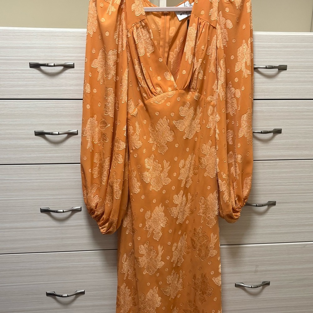 Hello Molly Orange Floral Long Sleeve Dress